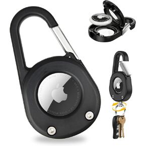 Compatible with Airtag Holder Keychain Case: Ipx8 Waterproof Anti Theft Secure Air Tag Key Chain Scratch Carabiner Airtags Accessories Protective Cover Tracker for Pet Luggage Bag Kids Backpack Black in Saudi Arabia