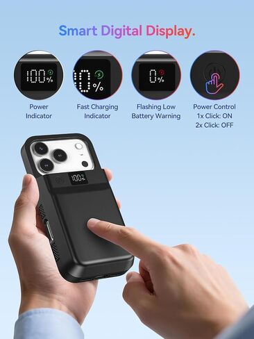 PANDUK Battery Case for iPhone 17 Pro Max, 9300mAh USB-C | Portable Power Bank | 20W PD | Fast Charging | Wireless Charge | Sync Data Supported | Rechargeable Charger Case | 6.9" | Black in Saudi Arabia