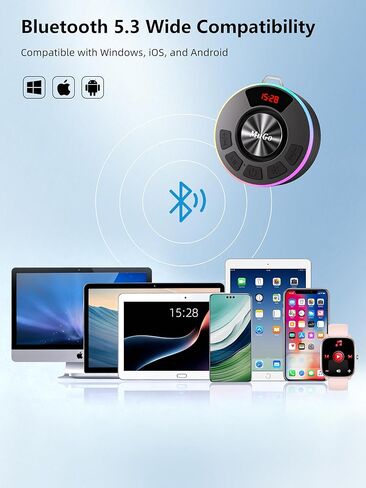 مكبر صوت بلوتوث MuGo، صوت ستيريو عالي الدقة 360 درجة، IPX7 مكبر صوت لاسلكي مقاوم للماء بلوتوث 5.3 مع أضواء RGB، كوب شفط وميكروفون، راديو دش صغير للمنزل/الحفلة/الخارج/الهدايا in Kuwait