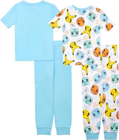 Pokémon Boys' 4-Piece Snug-fit Cotton Pajama Set, Soft & Cute for Kids in Saudi Arabia