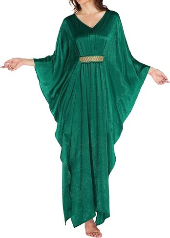 Bsubseach Kaftan Dresses for Women Solid Color V Neck Batwing Sleeve Caftan Dress Satin Plus Size Maxi Beach Cover Up in Saudi Arabia