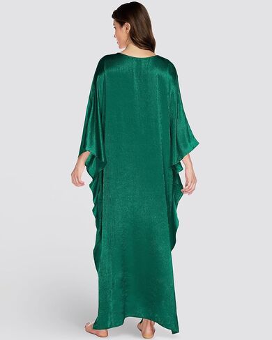 Bsubseach Kaftan Dresses for Women Solid Color V Neck Batwing Sleeve Caftan Dress Satin Plus Size Maxi Beach Cover Up in Saudi Arabia