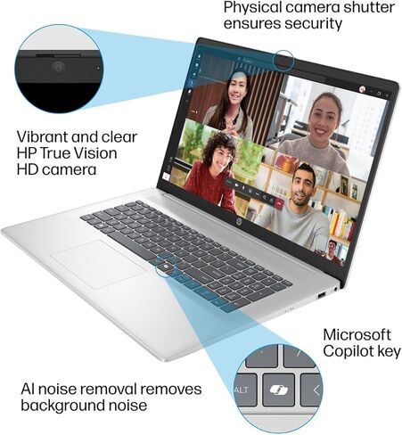 2022 HP Chromebook 14 بوصة HD كمبيوتر محمول يعمل باللمس، معالج Intel Celeron N3350 ثنائي النواة، ذاكرة الوصول العشوائي 4 جيجابايت، 32 جيجابايت eMMC، كاميرا ويب عالية الدقة، Intel HD Graphics 500، USB-C، نظام تشغيل Chrome، رمادي، بطاقة USB SnowBell سعة 32  in Kuwait