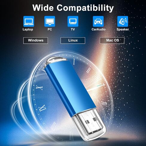 Generic 5 محركات أقراص فلاش معدنية سعة 64 جيجابايت، محركات أقراص USB 2.0 مع سلاسل مفاتيح (5 عبوات معدنية USB سوداء، 64 جيجابايت) in Kuwait
