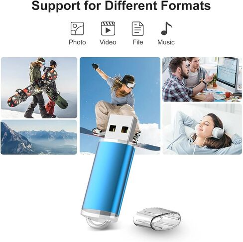 Generic 5 محركات أقراص فلاش معدنية سعة 64 جيجابايت، محركات أقراص USB 2.0 مع سلاسل مفاتيح (5 عبوات معدنية USB سوداء، 64 جيجابايت) in Kuwait