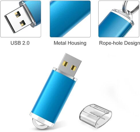 Generic 5 محركات أقراص فلاش معدنية سعة 64 جيجابايت، محركات أقراص USB 2.0 مع سلاسل مفاتيح (5 عبوات معدنية USB سوداء، 64 جيجابايت) in Kuwait