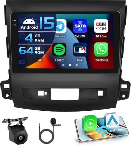 4G 64G for Mitsubishi Outlander 2007-2013 Radio CarPlay 9" in-Cell Touchscreen Car Stereo Android 15 Android Auto Bluetooth 5.0 GPS WiFi 18UI Backup Camera in Saudi Arabia