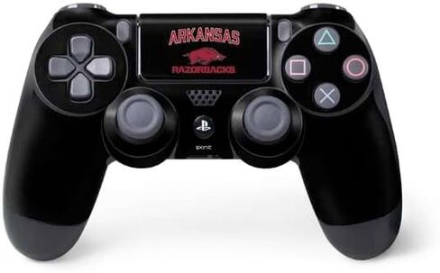 ملصق Skinit المخصص للألعاب متوافق مع وحدة تحكم PS4 - تصميم أسود مرخص رسميًا من جامعة أركنساس-فايتفيل in Kuwait
