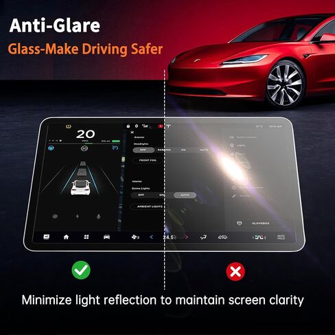 واقي شاشة لملحقات Tesla New Model Y/3، زجاج مقسى فائق 9H مع وحدة تحكم مركزية وواقيات شاشة للمقعد الخلفي للطراز Y/3 Juniper 2025-2026، غير لامع، بدون وهج، بصمة الإصبع in Kuwait