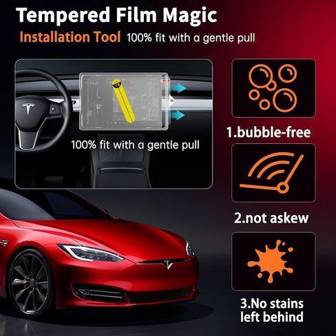 واقي شاشة لملحقات Tesla New Model Y/3، زجاج مقسى فائق 9H مع وحدة تحكم مركزية وواقيات شاشة للمقعد الخلفي للطراز Y/3 Juniper 2025-2026، غير لامع، بدون وهج، بصمة الإصبع in Kuwait