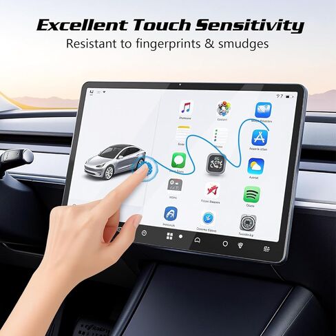 واقي شاشة لملحقات Tesla New Model Y/3، زجاج مقسى فائق 9H مع وحدة تحكم مركزية وواقيات شاشة للمقعد الخلفي للطراز Y/3 Juniper 2025-2026، غير لامع، بدون وهج، بصمة الإصبع in Kuwait