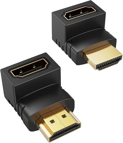 HDMI Adapter Male to Female, 2 Pack 90 and 270 Degree Right Angle Converter, HDMI L Shape Flat Extender for Wall TV, Roku, PS5, Fire Stick, Chromecast, Switch, Laptop, PC in Saudi Arabia