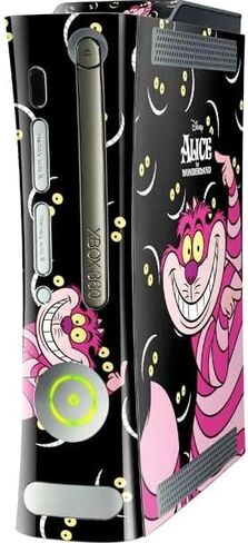 ملصق Skinit المخصص للألعاب متوافق مع Xbox 360 (يتضمن محرك الأقراص الثابتة) - تصميم Disney Alice in Wonderland Cheshire Cat المرخص رسميًا in Saudi Arabia