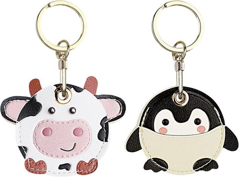 2 Pack Leather Keychain Holder Cases for AirTag, Cute Hidden Air Tag Cover with Keyring, GPS Tracker Case for Keys in Kuwait