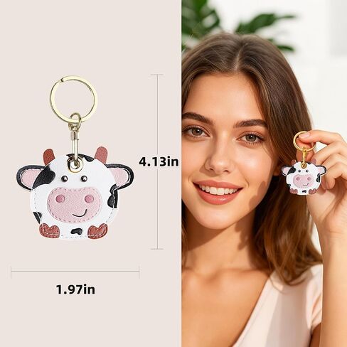2 Pack Leather Keychain Holder Cases for AirTag, Cute Hidden Air Tag Cover with Keyring, GPS Tracker Case for Keys in Kuwait