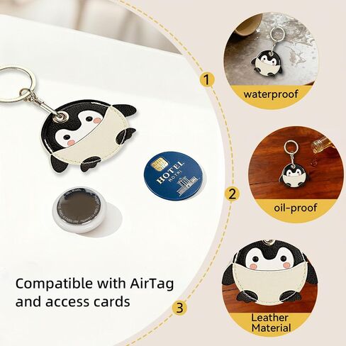 2 Pack Leather Keychain Holder Cases for AirTag, Cute Hidden Air Tag Cover with Keyring, GPS Tracker Case for Keys in Kuwait