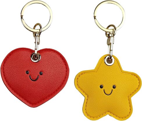 2 Pack Leather Keychain Holder Cases for AirTag, Cute Hidden Air Tag Cover with Keyring, GPS Tracker Case for Keys in Kuwait