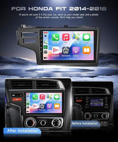 4G+64G Android 15 Car Stereo for Honda Fit 2014-2018 with Wireless Carplay Android Auto, 9 Inch 1280 * 720 Touch Screen GPS/WiFi/Bluetooth 5.0/ FM/32EQ/ SWC/Backup Camera in Saudi Arabia