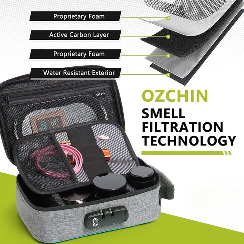 OZCHIN Carbon Lined Storage Bag with Combination Lock & Double Sealed Waterproof Zipper – Secure Travel Pouch for Home, Outdoor, Camping, Portable Carbon Fiber Lined Bag in Saudi Arabia
