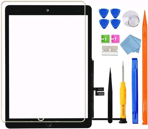 لجهاز iPad 7/8/9 (الجيل التاسع) A2602 A2603 A2604 A2605 طقم زجاجي بديل للشاشة يعمل باللمس، لجهاز iPad 9th Gen 10.2 بوصة (إصدار 2021) أسود in Saudi Arabia