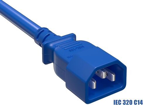 Cable Leader 14 AWG 6 ft Extension Power Cable IEC320 C13 to IEC320 C14, 15 Amp, 250 Volt, Computer, PDU, UPS, Blue Power Extension Power Cord in Saudi Arabia