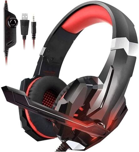 JYYBN Gaming HeadsetHeadset with Noise Canceling Light, Compatible Stereo Gaming Headset, Noise Cancelling Over Ear Headphones with Mic, Bass Surround, Soft Memory Earmuffs for Laptop in Saudi Arabia