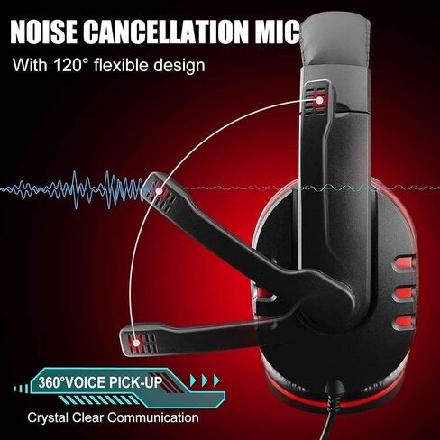 Gaming HeadsetGaming Headset for Surround Sound Headphones with Noise Cancelling Microphone- Memory Foam Ear Pads Lights for Laptops in Saudi Arabia