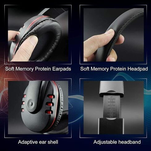 Gaming HeadsetGaming Headset for Surround Sound Headphones with Noise Cancelling Microphone- Memory Foam Ear Pads Lights for Laptops in Saudi Arabia