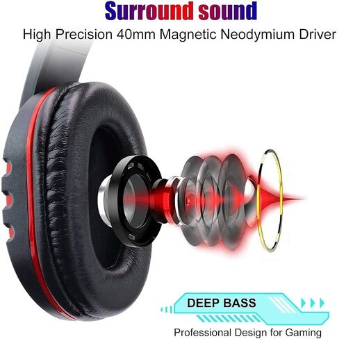 Gaming HeadsetGaming Headset for Surround Sound Headphones with Noise Cancelling Microphone- Memory Foam Ear Pads Lights for Laptops in Saudi Arabia