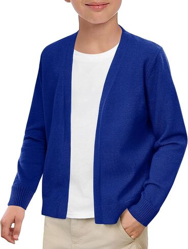 Haloumoning Boys School Uniform Cardigan Sweater Kids Knit Knit Open Open Long Sleeve Outerwear 5-14 Years in Saudi Arabia