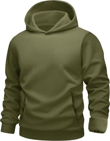 MAGCOMSEN Men's Fleece Lined Hoodies Fashion Casual Athletic Hoody Pullover Plain Sweatshirts with Kangaroo Pocket in Saudi Arabia