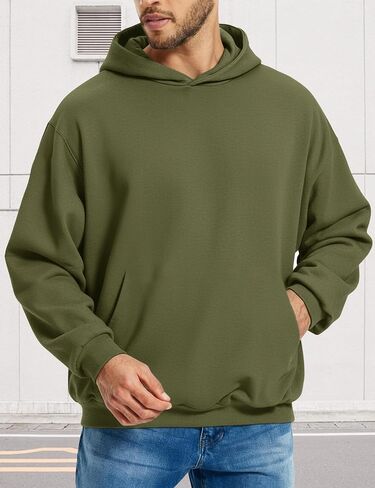 MAGCOMSEN Men's Fleece Lined Hoodies Fashion Casual Athletic Hoody Pullover Plain Sweatshirts with Kangaroo Pocket in Saudi Arabia