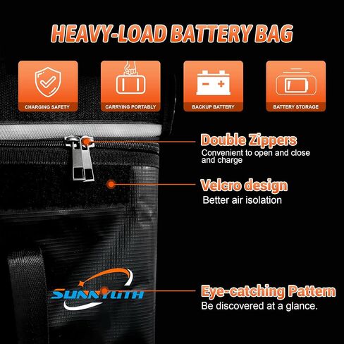 12V 100Ah LiFePO4 Lithium Battery Fireproof Safe Bag, Large Capacity Explosion-Proof Lipo Battery Bag for Charging and Storage,14×9.5×7.8in Waterproof Box Compatible with Litime and ECO in Saudi Arabia