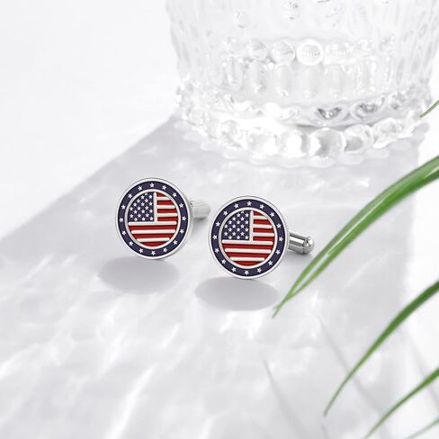 American Flag Cufflinks 925 Sterling Silver USA Cross Flag Cuff links Suitable Business Wedding Jewelry Gifts for Men in Saudi Arabia