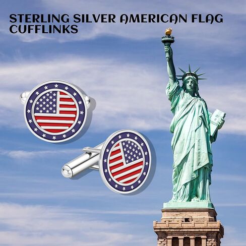American Flag Cufflinks 925 Sterling Silver USA Cross Flag Cuff links Suitable Business Wedding Jewelry Gifts for Men in Saudi Arabia
