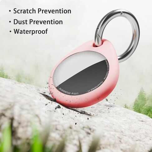 2 Pack for Airtag Holder Case with 2 Keychains, Waterproof TPU Shell Protective Case with Metal Keychain 304 Stainless Steel Key Ring Clip, for Airtag Accessories, Purple/Green in Saudi Arabia