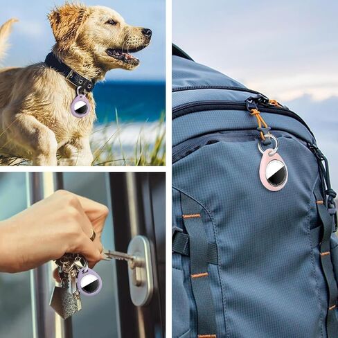 2 Pack for Airtag Holder Case with 2 Keychains, Waterproof TPU Shell Protective Case with Metal Keychain 304 Stainless Steel Key Ring Clip, for Airtag Accessories, Purple/Green in Saudi Arabia