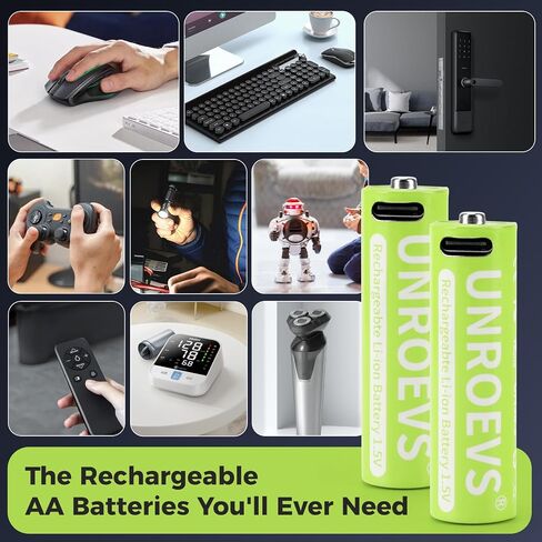 USB Rechargeable Lithium AA Batteries, 3400mWh 1.5V Rechargeable Double A Battery with 2-in-1 USB-C Cable,2H Fast Charge, Over 1200 Cycles.(2 Packs) in Kuwait