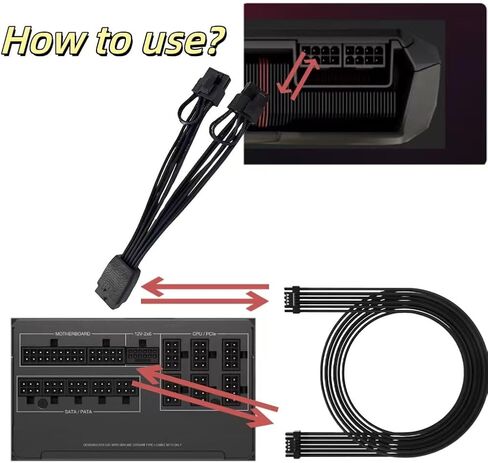 GPU Cable 12VHPWR Cable Extension Female to Dual 8 Pin(6+2) Male PCIe Conversion GPU Power Cable for Power Supply with 12+4pin 12VHPWR (16Pin Female to 2 * 8Pin Male, White) in Saudi Arabia