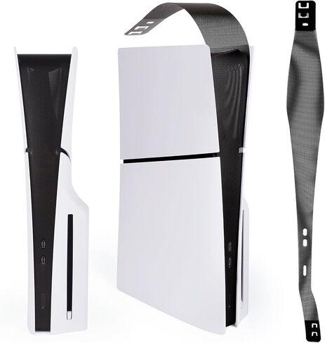 غطاء غبار متوافق مع جهاز PS5 Slim - غطاء شبكة غبار يحمي وحدة تحكم PlayStation 5 Slim من الغبار والوبر والشعر، مناسب تمامًا للأجهزة النحيفة (أسود) in Kuwait
