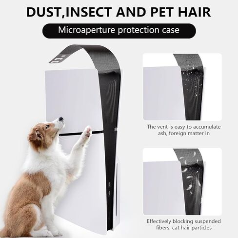 غطاء غبار متوافق مع جهاز PS5 Slim - غطاء شبكة غبار يحمي وحدة تحكم PlayStation 5 Slim من الغبار والوبر والشعر، مناسب تمامًا للأجهزة النحيفة (أسود) in Kuwait