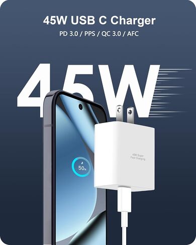 شاحن سريع 45 واط USB C لـ Google Pixel 10/10 Pro/10 Pro XL/9/9 Pro XL/Fold/8/8a/8 Pro/7/6/5، كتلة شاحن 45 واط من النوع C وكابل USBC طويل 10أقدام شحن سريع لهاتف iPhone 17/17 Pro/Air/16/15/Pro Max، iPad in Kuwait