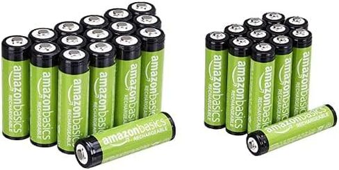 Amazon Basics AA Rechargeable Batteries (16-Pack) - Packaging May Vary & AAA Rechargeable Batteries (12-Pack) - Packaging May Vary in Saudi Arabia