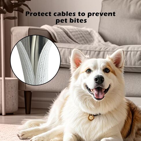 25ft - 1/2 Inch Split Wire Cable Sleeve - Durable Cord Protector for USB, Power, and Audio Cables - Prevents Pet Chewing - White in Saudi Arabia