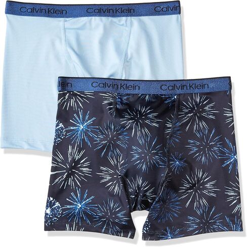 Calvin Klein CK Boys Boxer Briefs, Ocean Blue Marble/Sky HIGH, Medium in Kuwait
