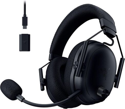 سماعة ألعاب Razer BlackShark V3 Pro Wireless ANC للكمبيوتر الشخصي: ميكروفون كامل النطاق - برامج تشغيل 50 مم - 2.4 جيجا هرتز، بلوتوث، USB، 3.5 مم - تعمل مع Mac، PS5، Nintendo Switch، الهاتف الذكي - أسود (متجدد) in Kuwait