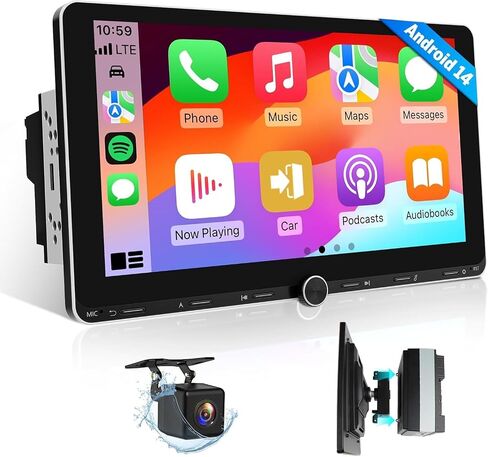 Eonon Android 14 Double Din Car Stereo، سلكي ولاسلكي Carplay & Android Auto، راديو مع شاشة IPS كبيرة 10.1 بوصة، 3 جيجابايت + 32 جيجابايت، DSP مدمج، بلوتوث 5.4، SWC، UX7-PLUS in Kuwait