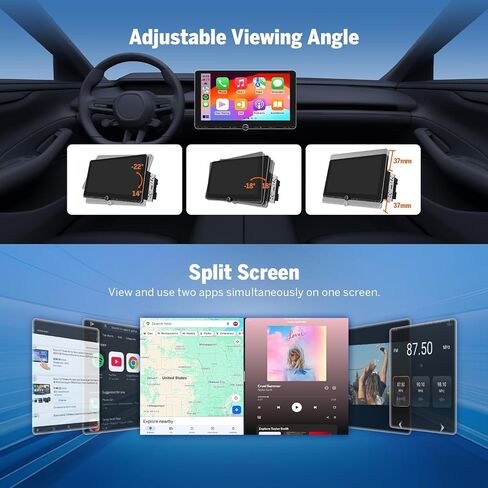 Eonon Android 14 Double Din Car Stereo، سلكي ولاسلكي Carplay & Android Auto، راديو مع شاشة IPS كبيرة 10.1 بوصة، 3 جيجابايت + 32 جيجابايت، DSP مدمج، بلوتوث 5.4، SWC، UX7-PLUS in Kuwait