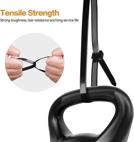 Zip Ties 18 inch (10 Pack), Black, 60lb Tensile Strength, Cable Ties for indoor and outdoor use in Saudi Arabia