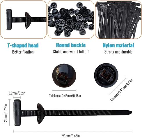 النايلون العالمي رباط للكابل مشبك البريدي كابل العلاقات سيارة الوفير المصدات سستة كليب السحابات لإصلاح السيارة اليومي والاستخدام المنزلي 100 قطعة in Kuwait